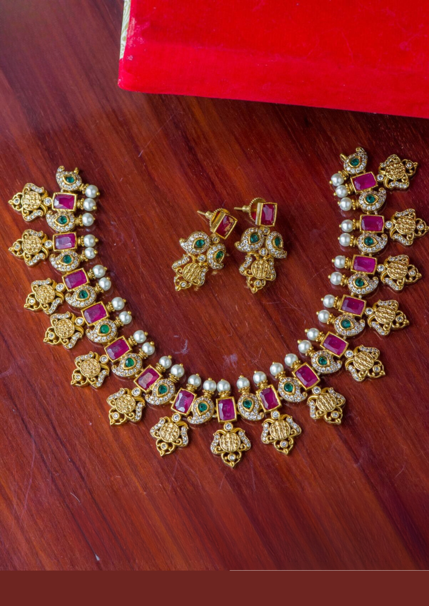 Kundan and beads lord rama necklace and earrings