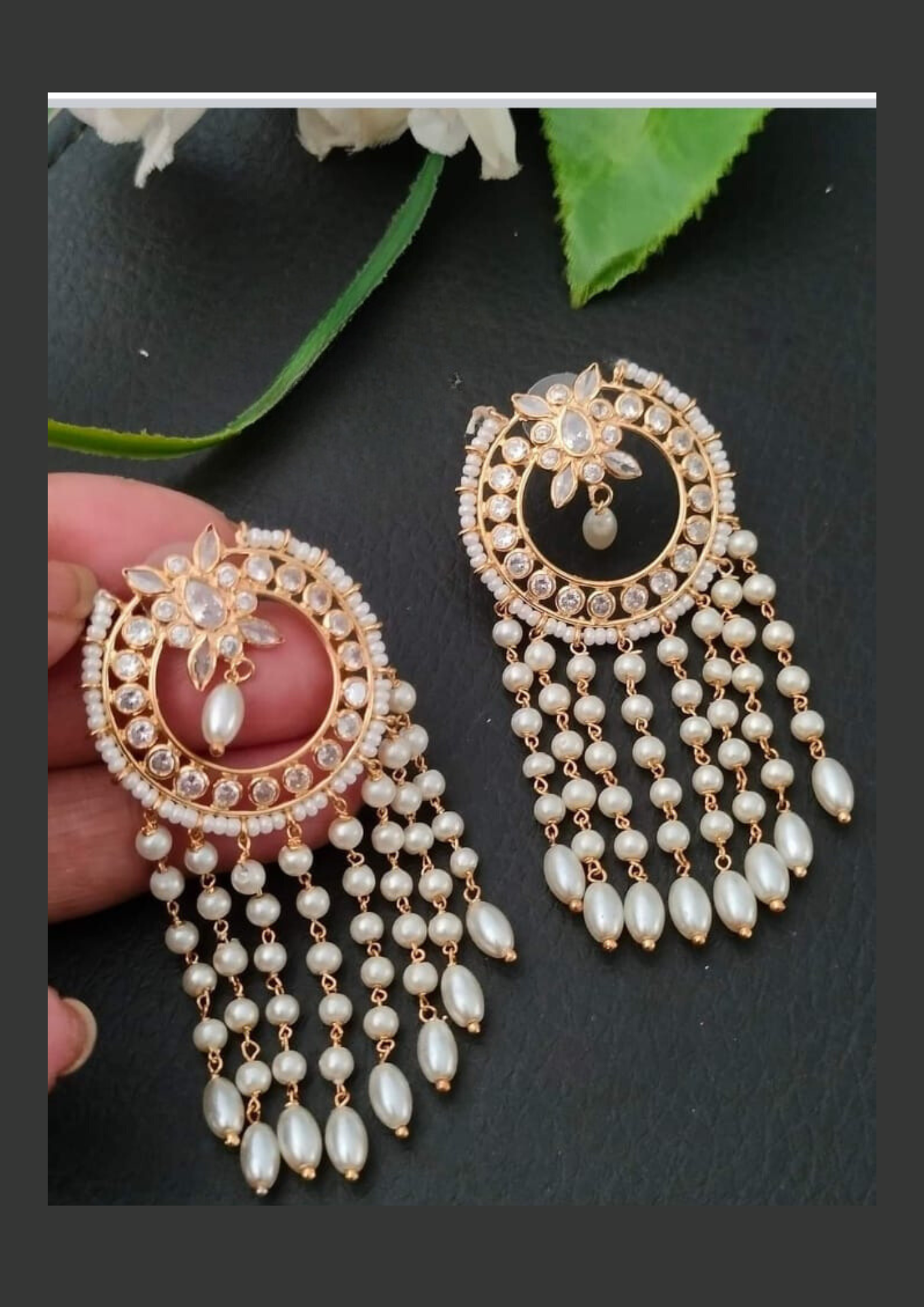 Kundan beads light weight earrings