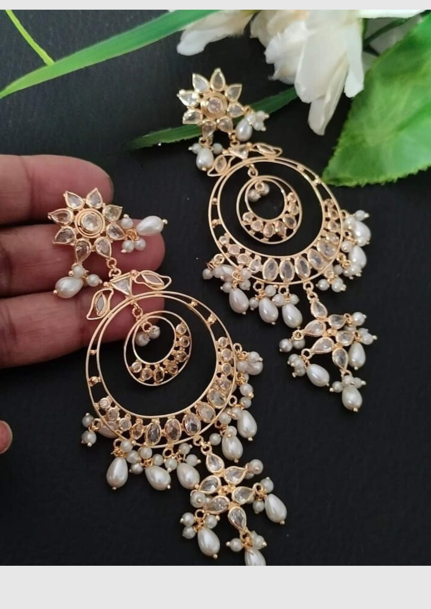 Light Weight Kundan beads earrings