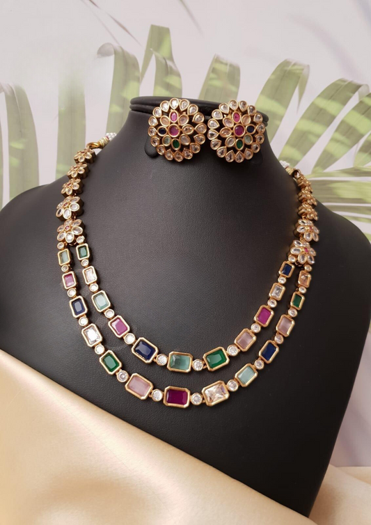 Kundan stone necklace with earrings