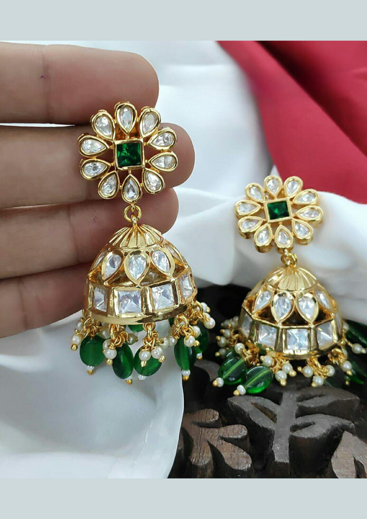 Kundan and beads jhumka