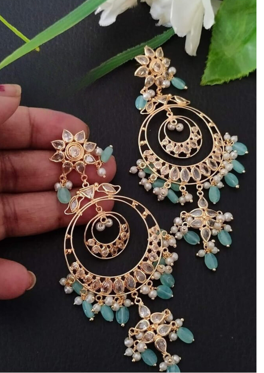 Kundan beads earrings