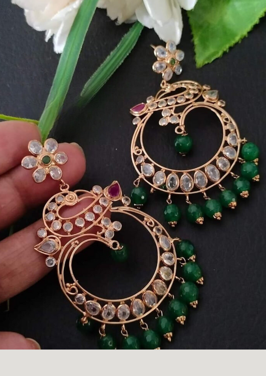 Kundan beads light weight earrings