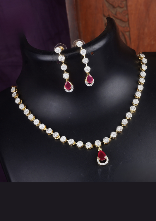 American diamond necklace with earrings