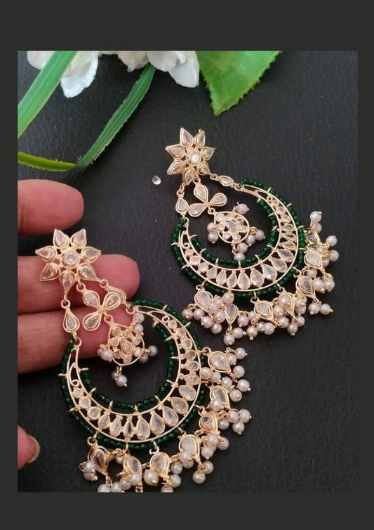 Kundan beads light weight earrings