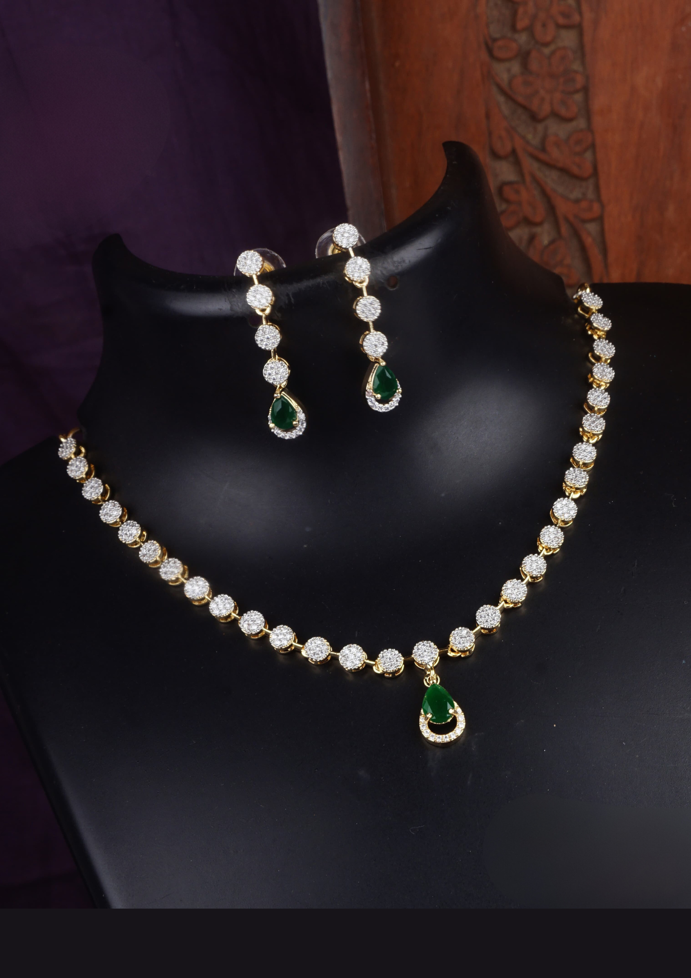 American diamond necklace with earrings