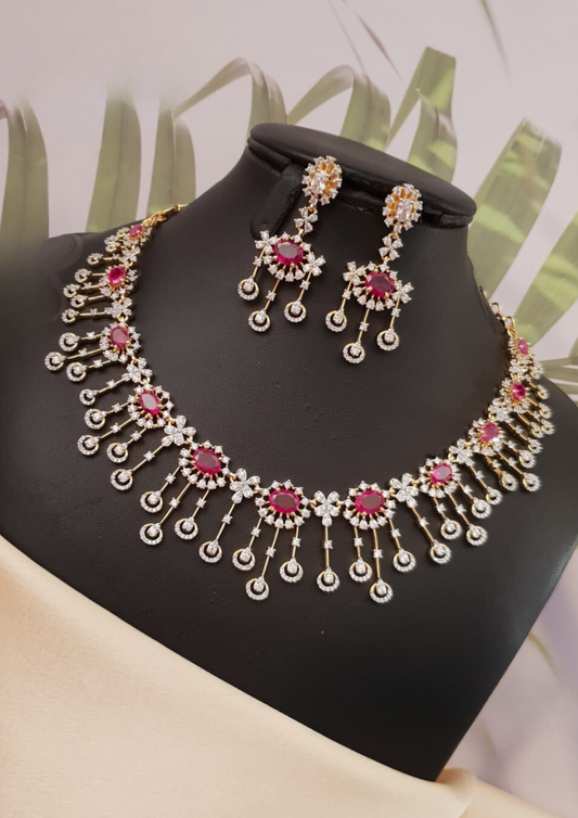 American diamond necklace with earrings