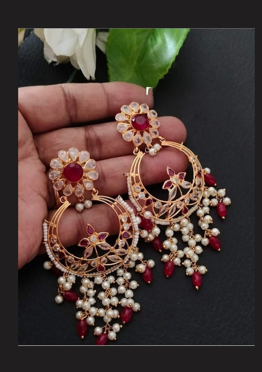 Kundan beads light weight earrings