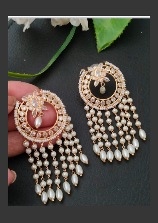 Kundan beads light weight earrings