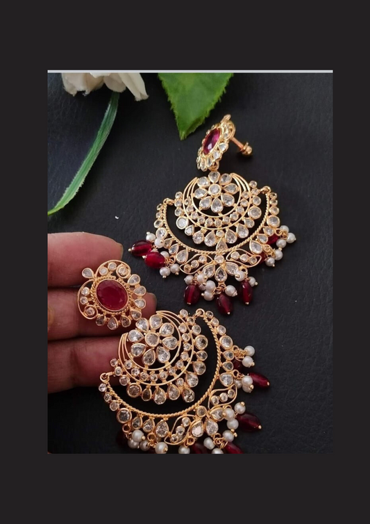 Kundan beads light weight earrings