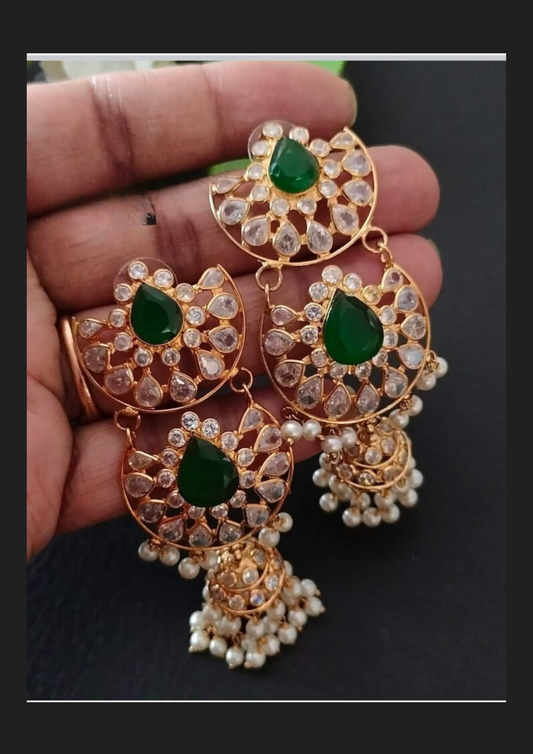 Kundan beads light weight earrings