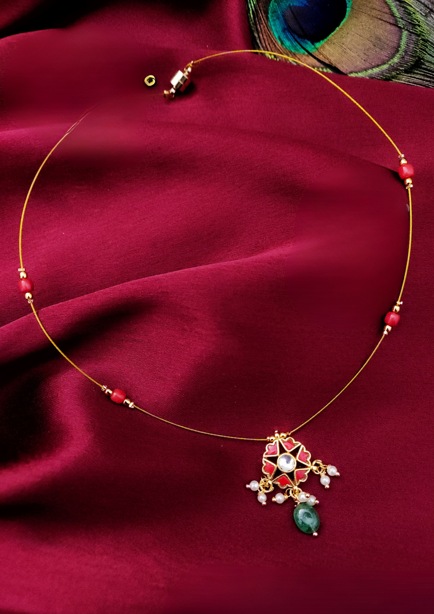 Invisible Kundan beads necklace