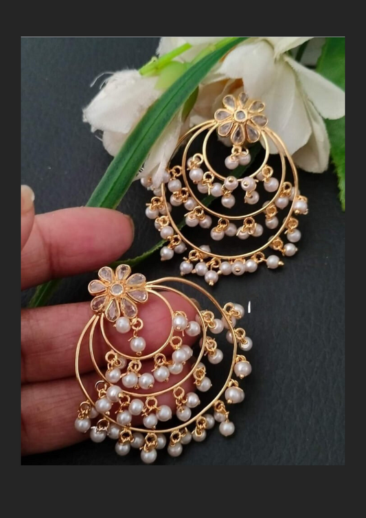 Kundan beads light weight earrings