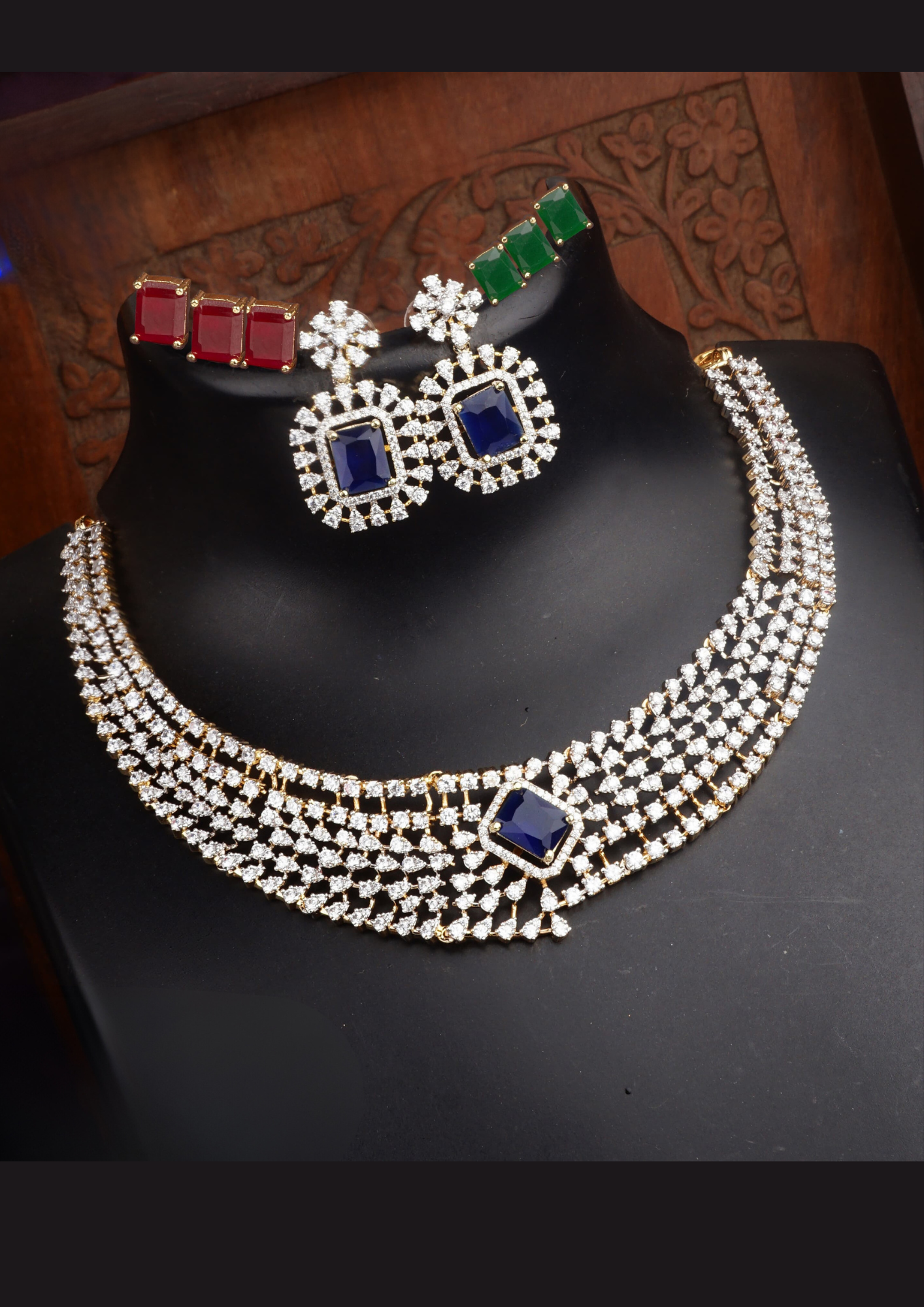 American diamond necklace with earrings