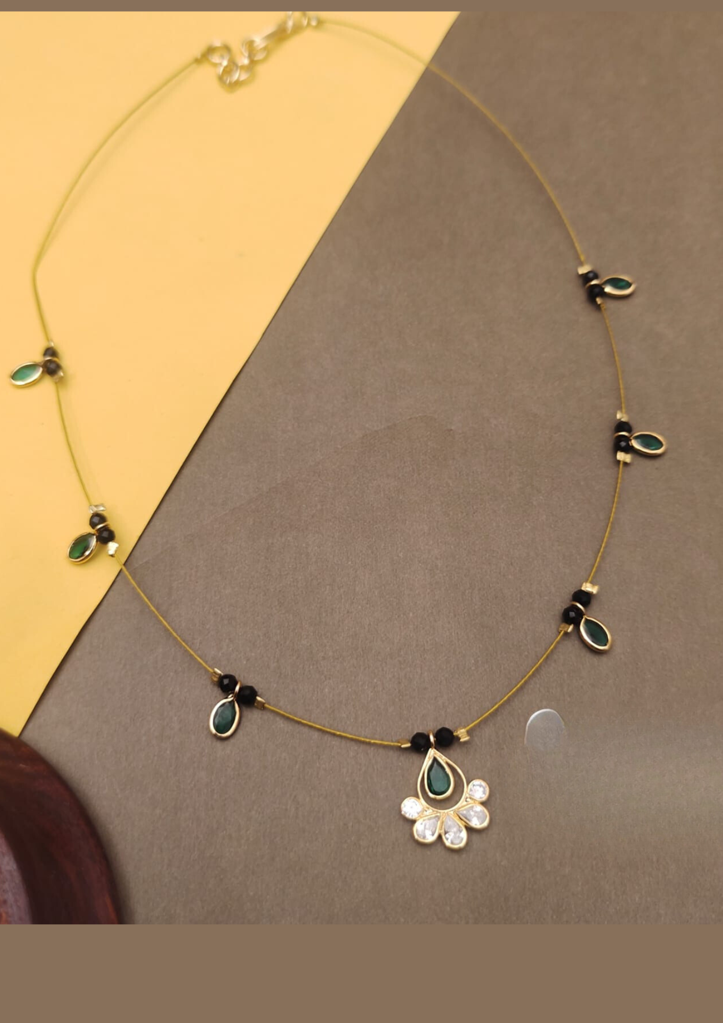 Invisible Kundan stone necklace