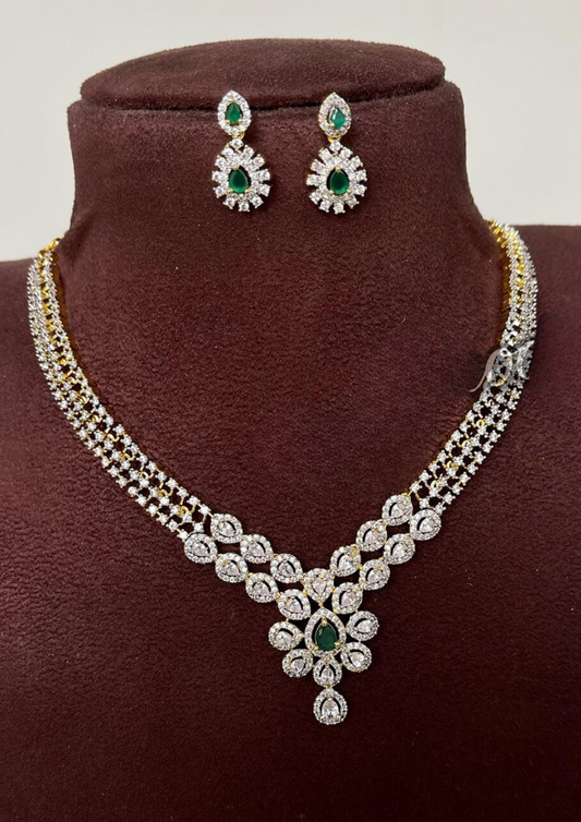 American diamond necklace and earrings