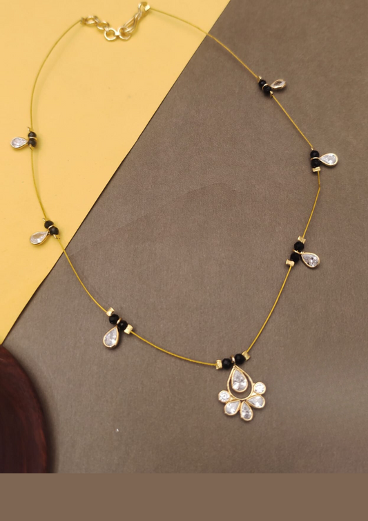 Invisible Kundan stone necklace