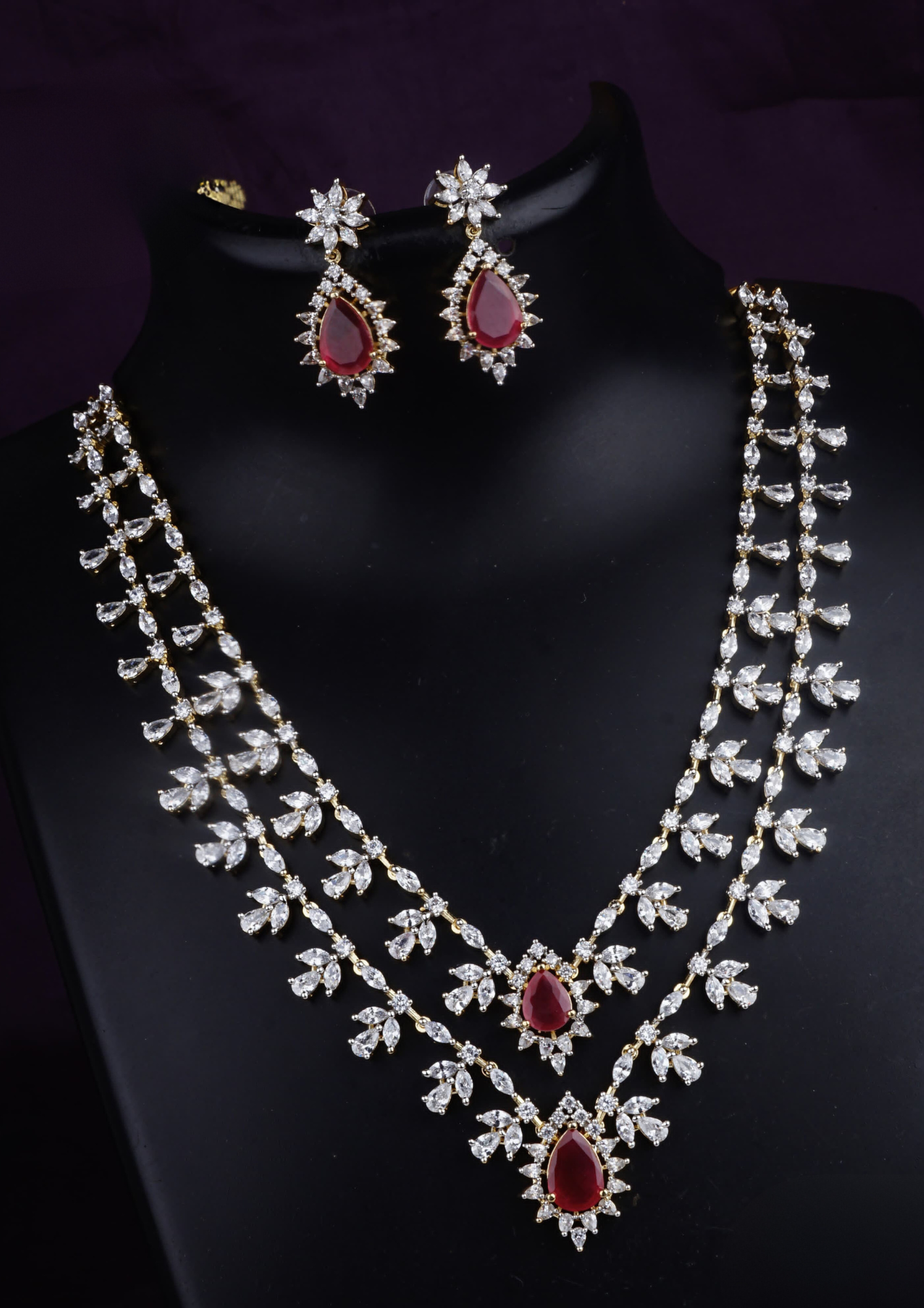 American diamond necklace with earrings