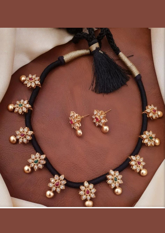 Kundan and beads necklace and earrings