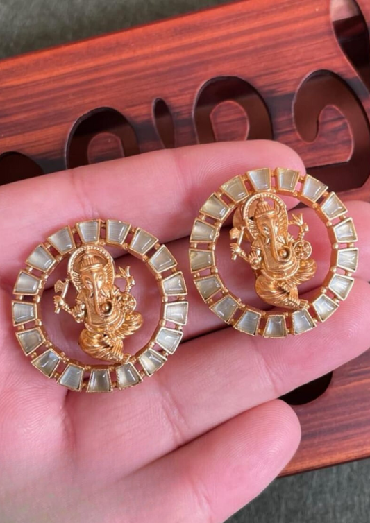 Kundan stone lord ganesh earrings