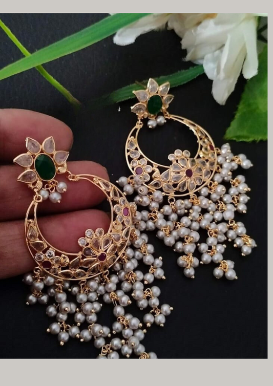 Kundan beads earrings