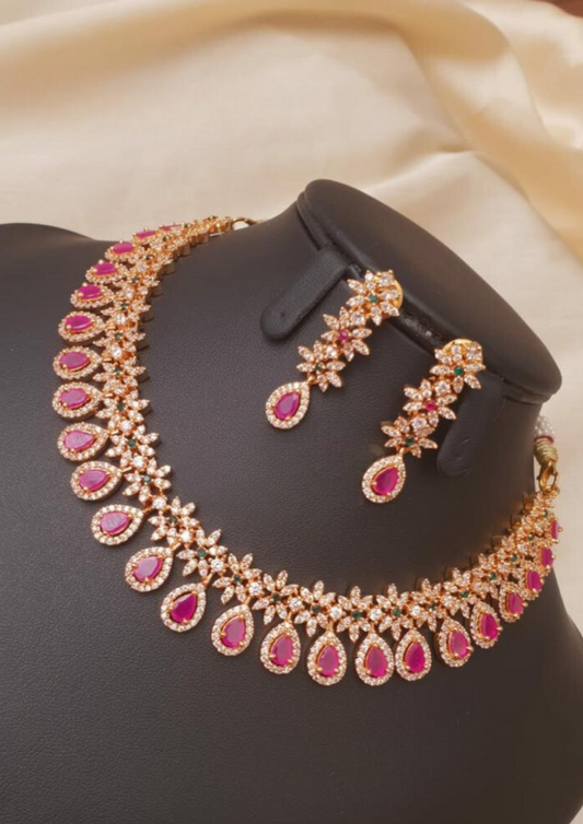 American diamond necklace with earrings